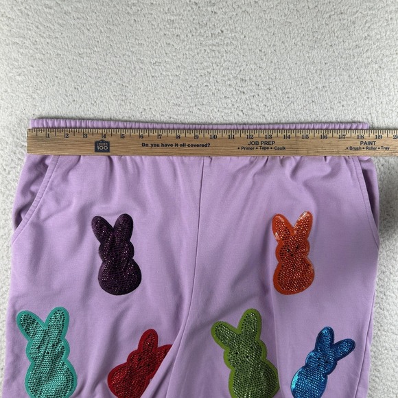 Queen Of Sparkles Shorts Womens XXL Purple Bunny Sequin Sweat Easter Lounge - Picture 14 of 16